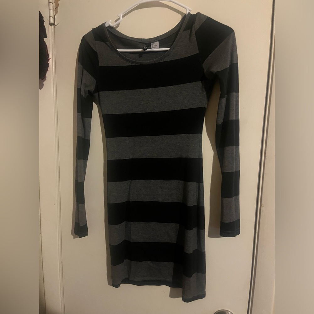 striped long sleeve dress
